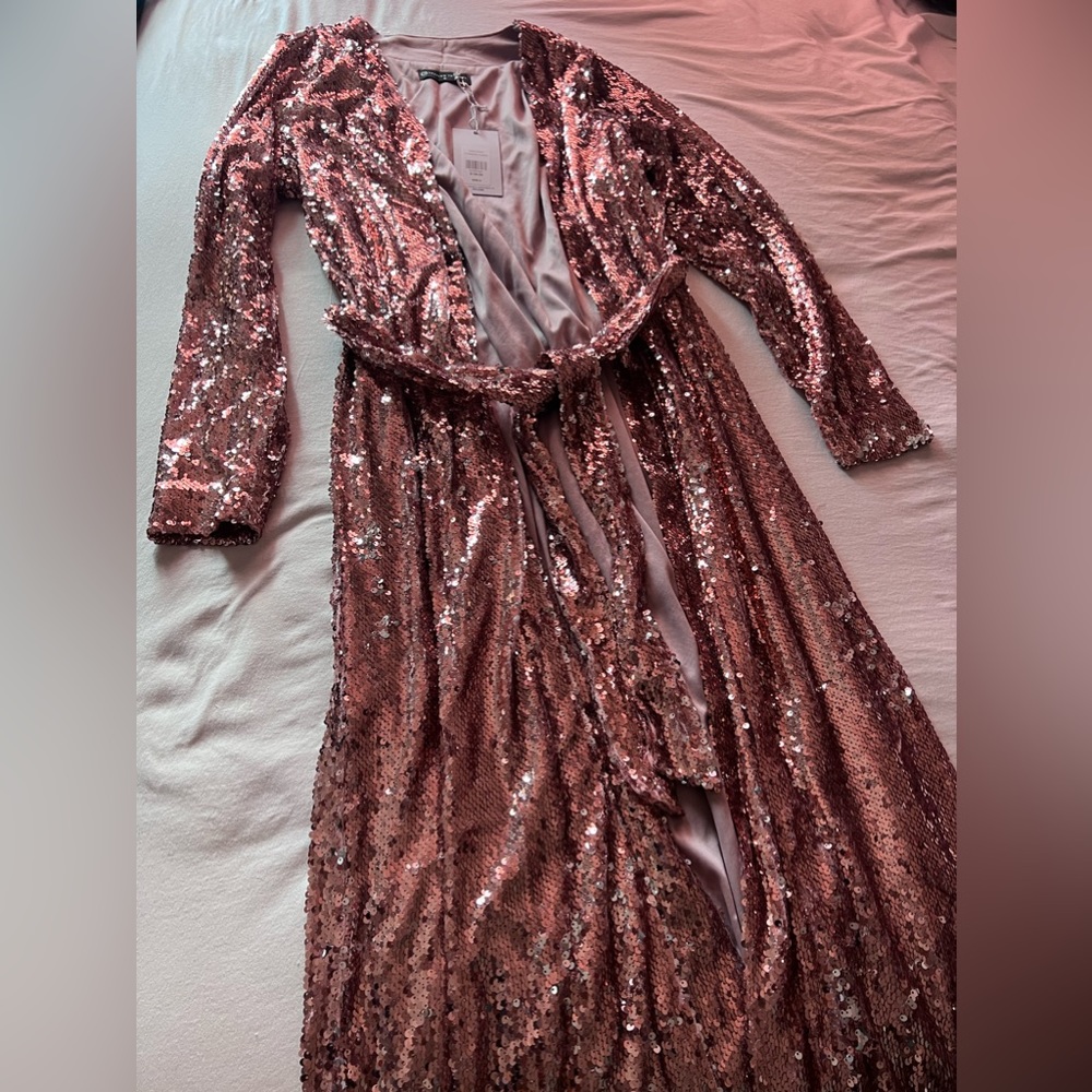 Fashion to Figure Rose Gold sequin longline cardigan